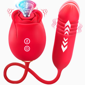 Sex Toys Dildo Rose Vibrator - Upgraded Rose Sex Toy for Women with 9 Sucking & 9 Thrusting Vibrating Dildos G Spot Vibrators fo