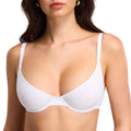 DOBREVA Womens Balconette Unlined Plunge Bra Underwire Demi Plus Size Bras Lounge Comfort White 34DD