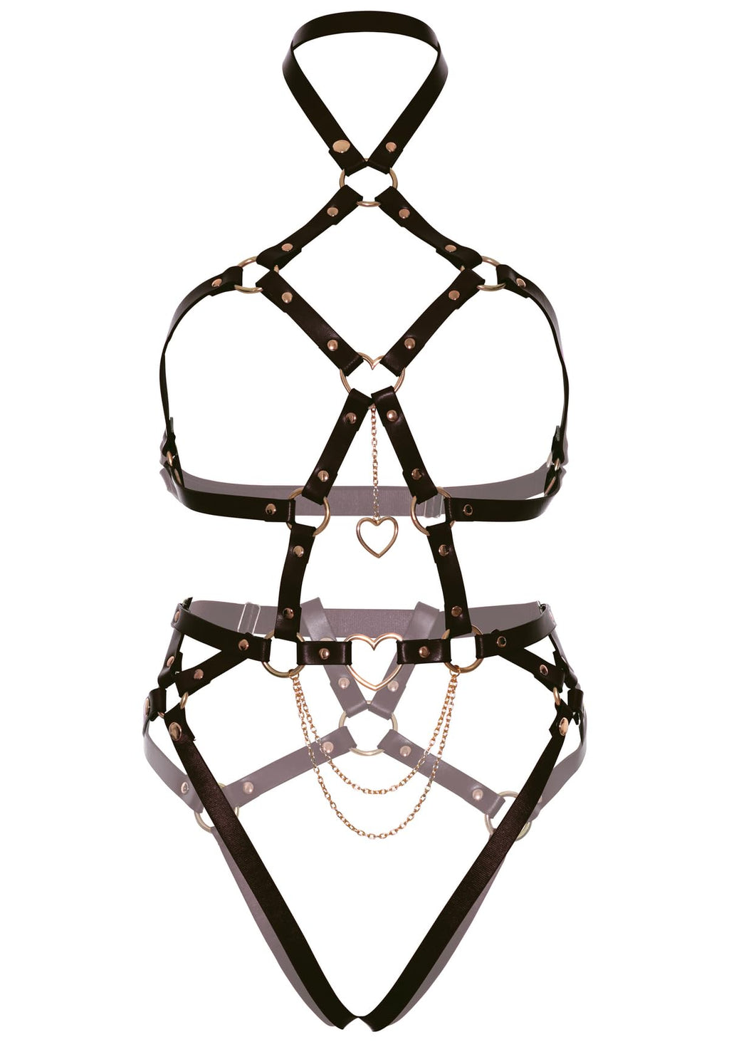 Leg Avenue Wet Look Cage Strap Garter Ted Black Color