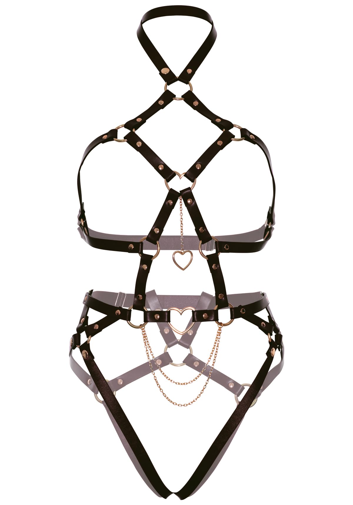 Leg Avenue Wet Look Cage Strap Garter Ted Black Color