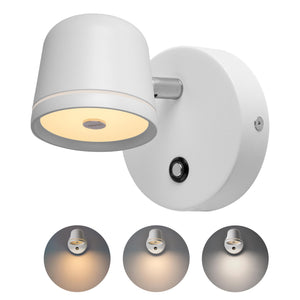 Aisilan Cri 97 Wall Sconces For Bedroom, 7W Dimmable Wall Light With Switch On/Off, White Modern Indoor Wall Light, Hard-Wired W