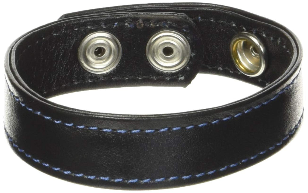 M2M Cock Ring, Leather, 2 Snaps, Black