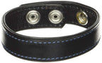 M2M Cock Ring, Leather, 2 Snaps, Black