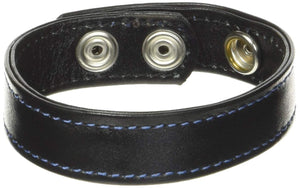 M2M Cock Ring, Leather, 2 Snaps, Black