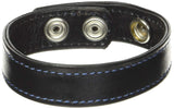 M2M Cock Ring, Leather, 2 Snaps, Black
