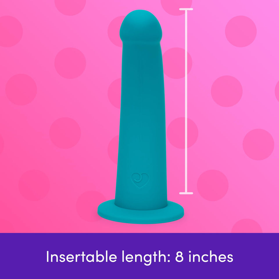 Lovehoney Curved Dildo - 8 Inch with Suction Cup - Flexible Anal Dildo for Men and Women - Harness Compatible Strap On - Smooth