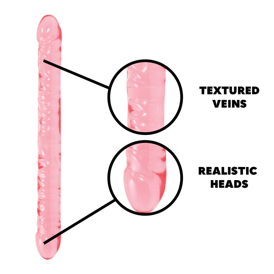 Doc Johnson Crystal Jellies - Double Dong -18 Inch - Double Sided Dildo - Pink