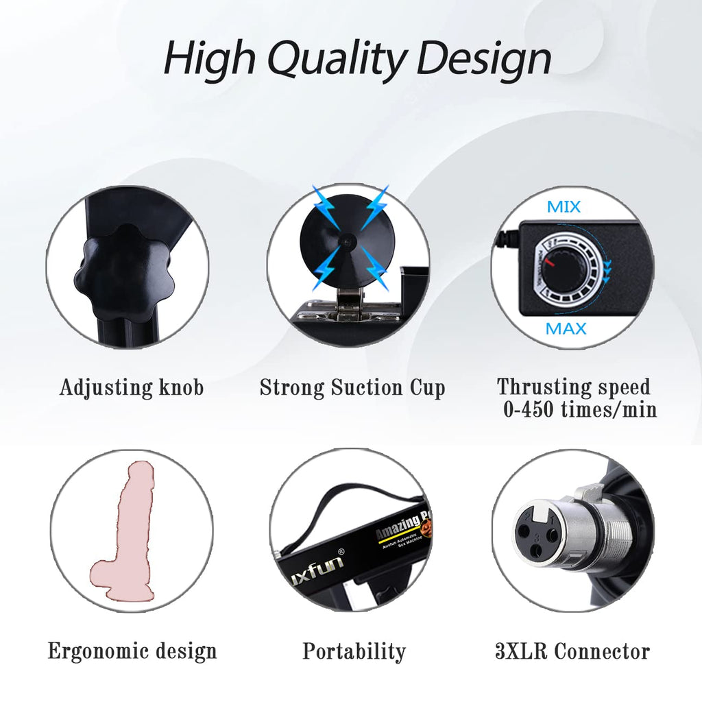 Auxfun Sex Machine Device For Women Auto Thruting Love Machne Dildo Hismith 3.5''Suction Cup Adapter With 3 Xlr Connector Attahcments Hands-Free Machine Lifelike Dildo
