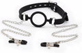 Silicone Gag with Nipple Clamps Adult BDSM Sex Bondage Toy Adjustable Mouth Gag Nipple Clamps Fetish Gag Bondage Women Sex Toy