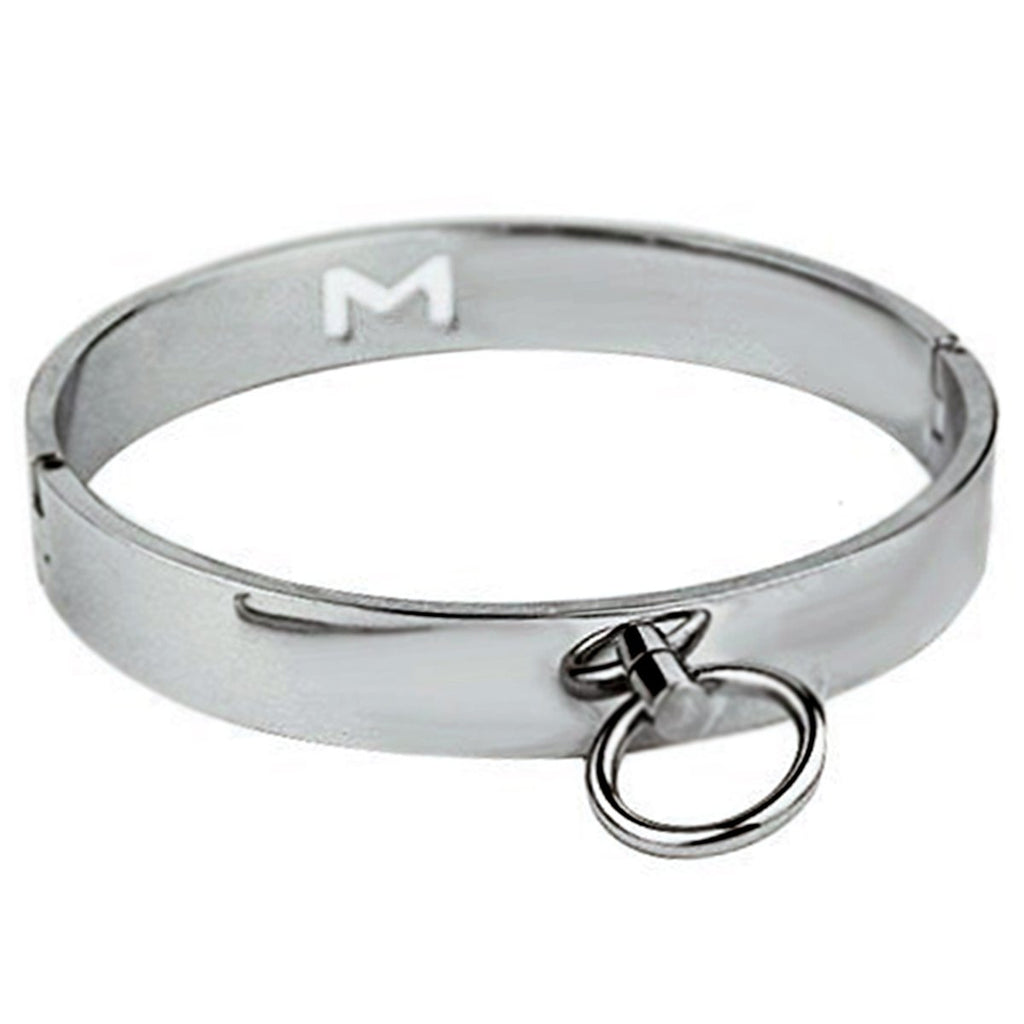 O Ring Metal Locking Collar - Davidsource Neck Collar with O Ring Magnetic Stainless Pin Restraint Gear BDSM Sex Toy