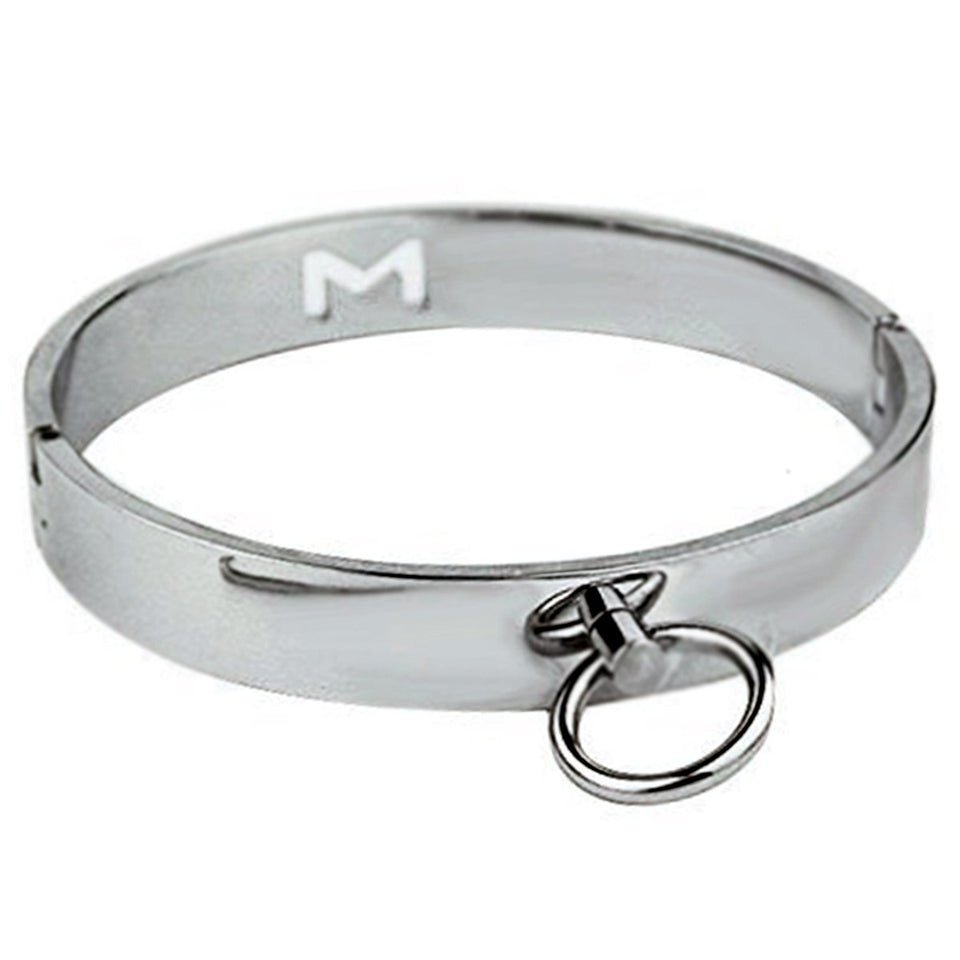 O Ring Metal Locking Collar - Davidsource Neck Collar with O Ring Magnetic Stainless Pin Restraint Gear BDSM Sex Toy
