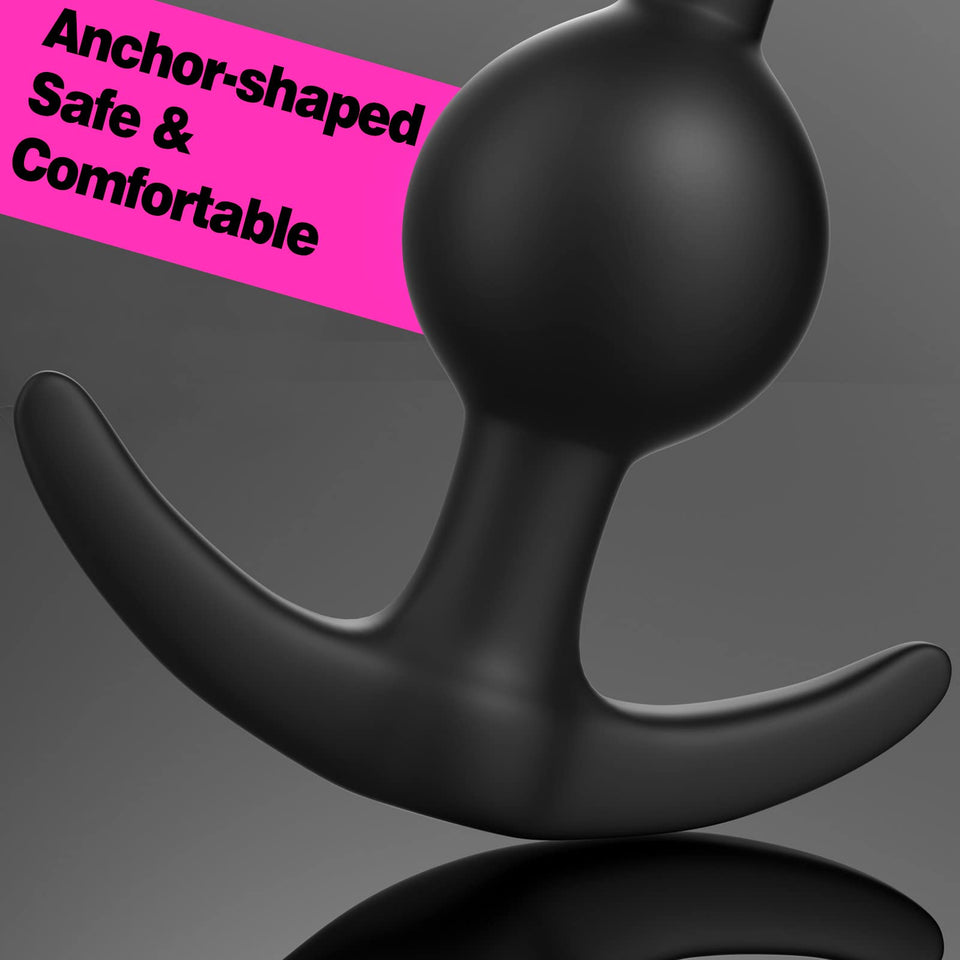Anal Beads Butt Plug Prostate Massager with Narrow Flared Base and Graduated Beads for Comfortable Long Term Wear Sex Toy for Me