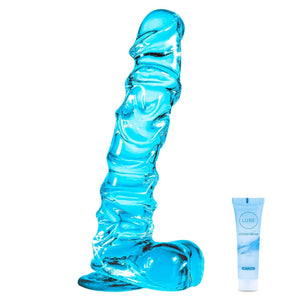 8.46 Inch Realistic Anal Dildo Blue Dildo with Suction Cup for Hands-Free, Realistic Dildos Sex Toy for Men Women Couples and An