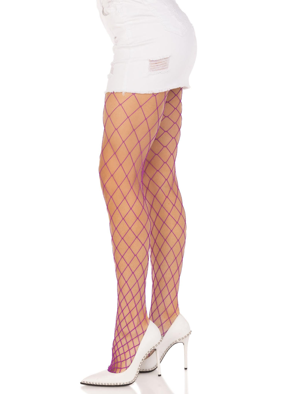 Leg Avenue Spandex Diamond Panty Hose, O/S, PURPLE