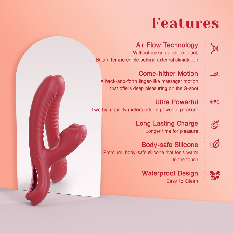 Tracys Dog Rabbit Sucking Vibrator - Adult Sex Toys for Clitoral G Spot Stimulation, 3 Suction & 10 Vibration & Come-Hither Mode