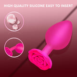 Anal Butt Plug Rose Sex Toy, 3Pcs Silicone Anal Plugs Training Set,Training Set with Flared Base Prostate Sex Toys for Beginners