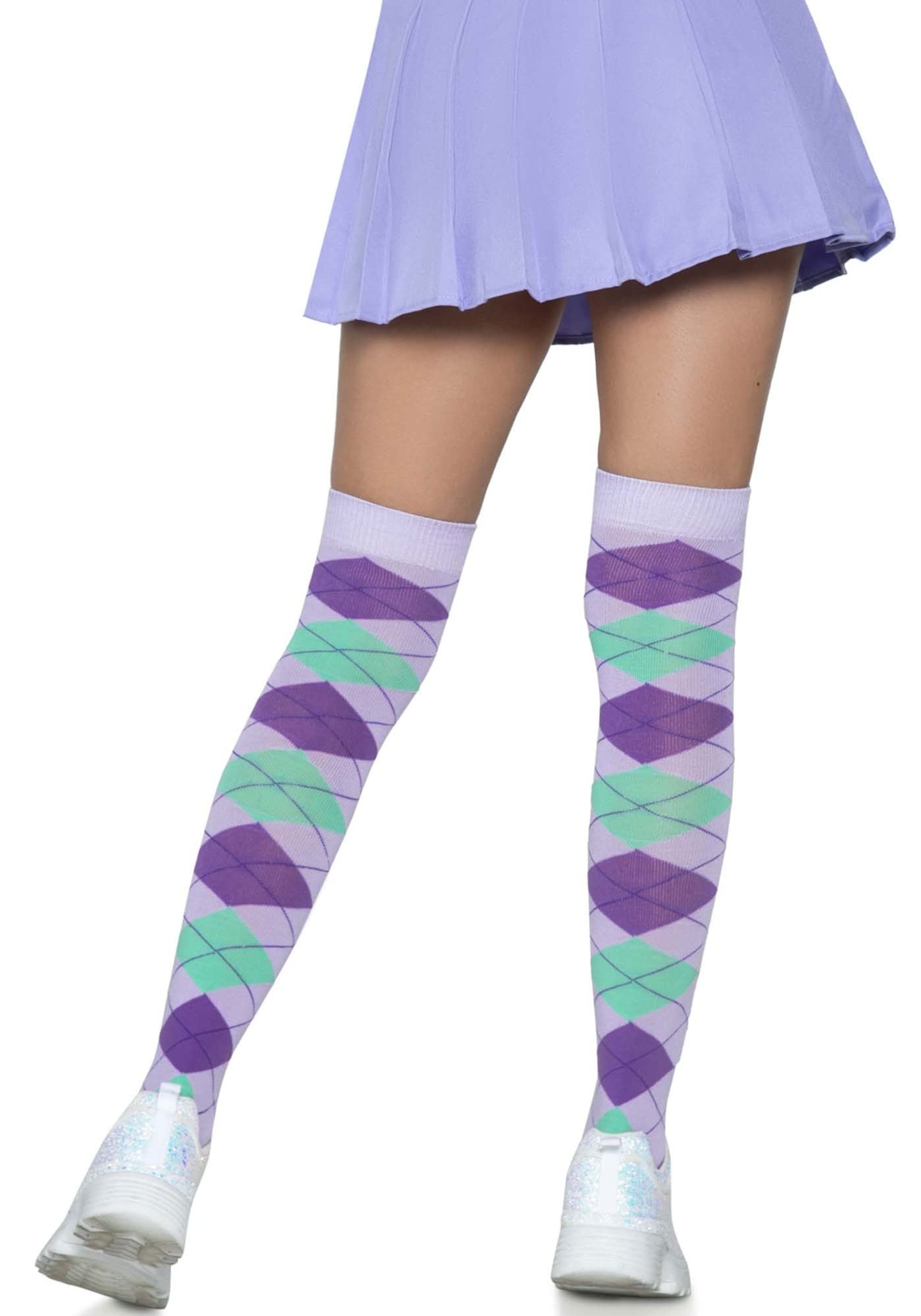Argyle Knit Over The Knee Sock