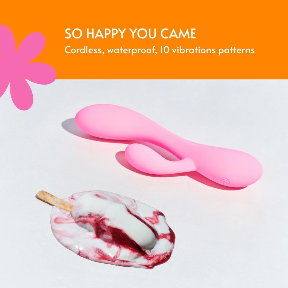 Sweet Vibrations The Perfect Match - Flexible Rabbit Vibrator Sex Toy with 10 Powerful Settings for Women & Couples, Waterproof,