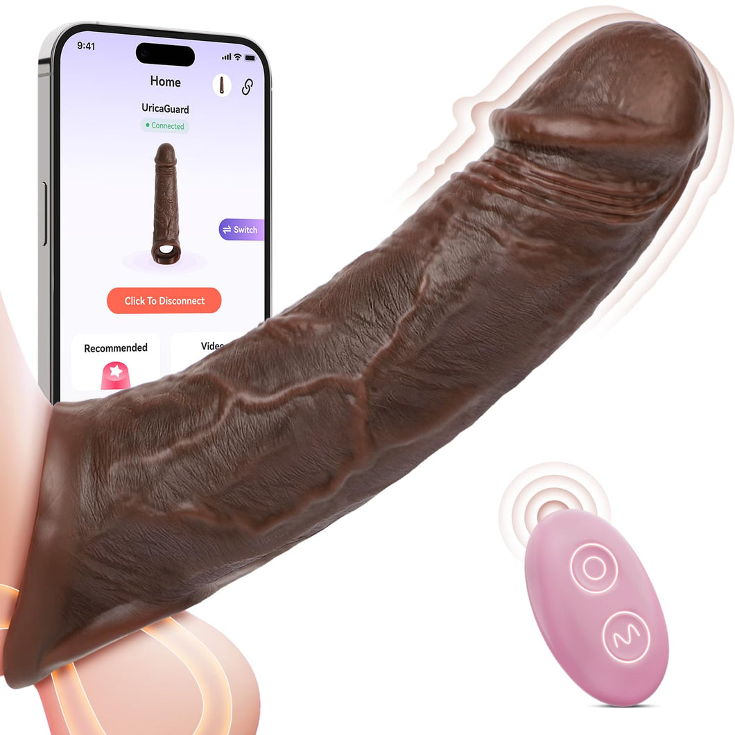 Penis Sleeve Vibrator Sex Toys - Pumps & Enlargers 4IN1 Penis Ring Extender, Upgraded App & Remote Control Multiple Modes, Elast