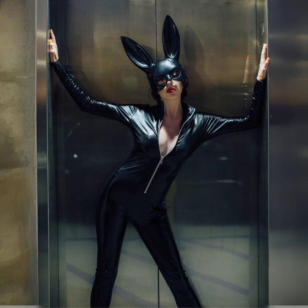 Lame Zipper Front Catsuit.