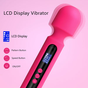 Abmotiy Vibrator Wand, 12 inch Powerful Vibrating Massager Adult Toys with Display 10 Patterns & 4 Speeds, G Spot Vibrator Men W