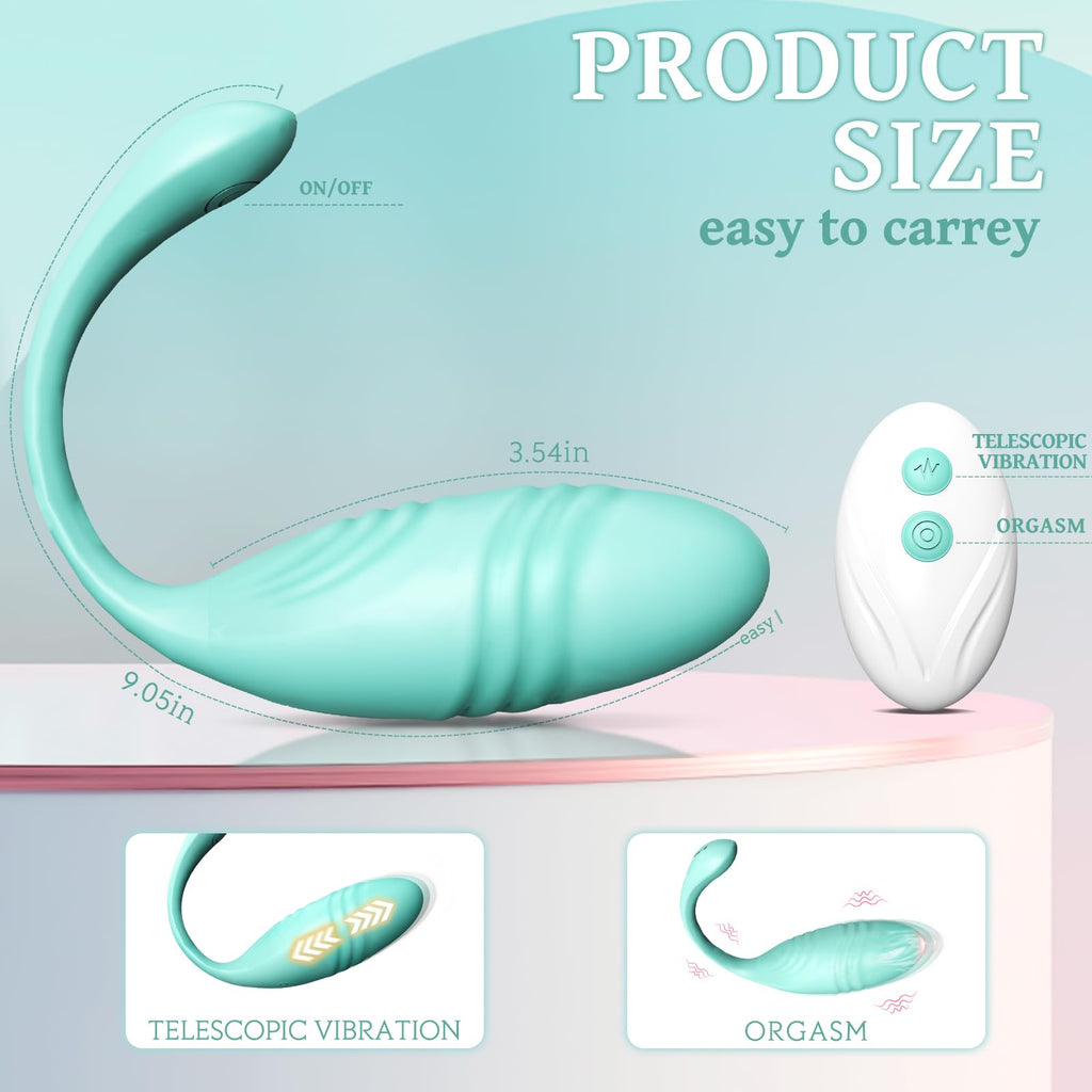 Thrusting Egg Vibrator, Mute Remote Control Vibrator with 9 Thrusting & Vibrating Modes, Couple Vibrator Thrusting Dildo for Wom