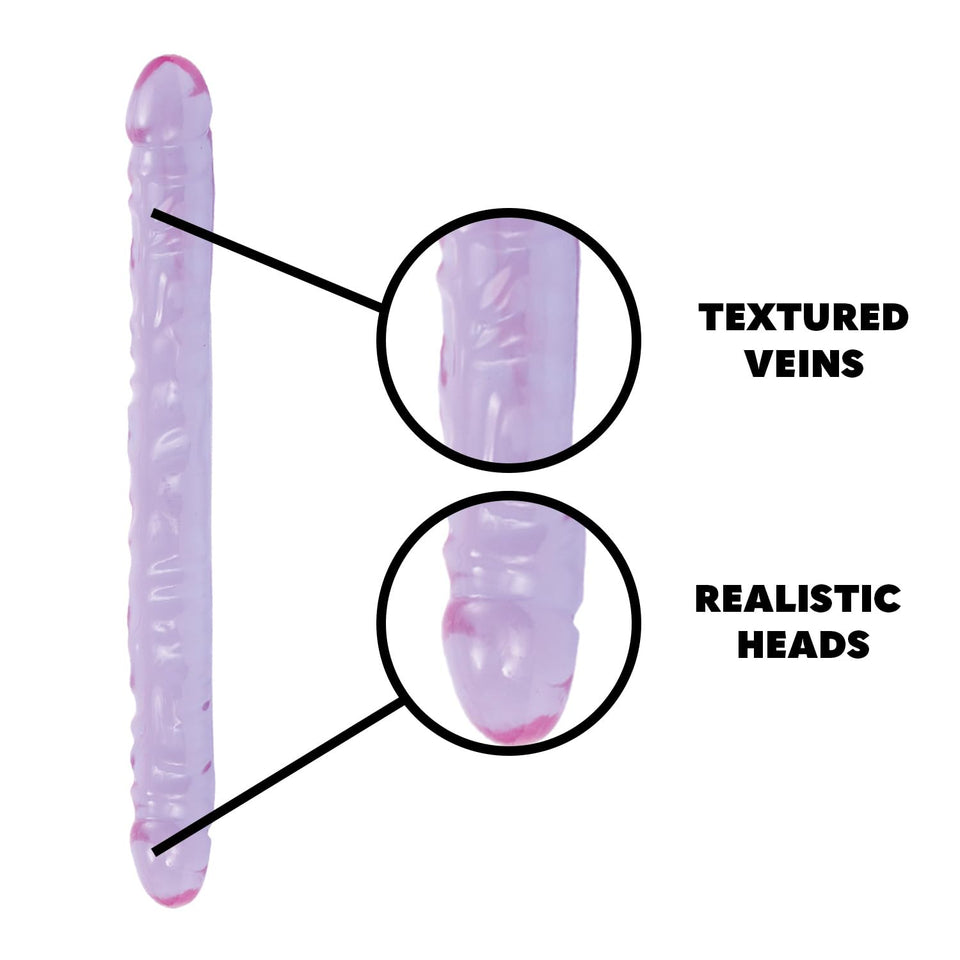 Doc Johnson Crystal Jellies - Double Dong -18 Inch - 1.8 Inches Wide - Double Sided Dildo - Proudly Made In America - Purple