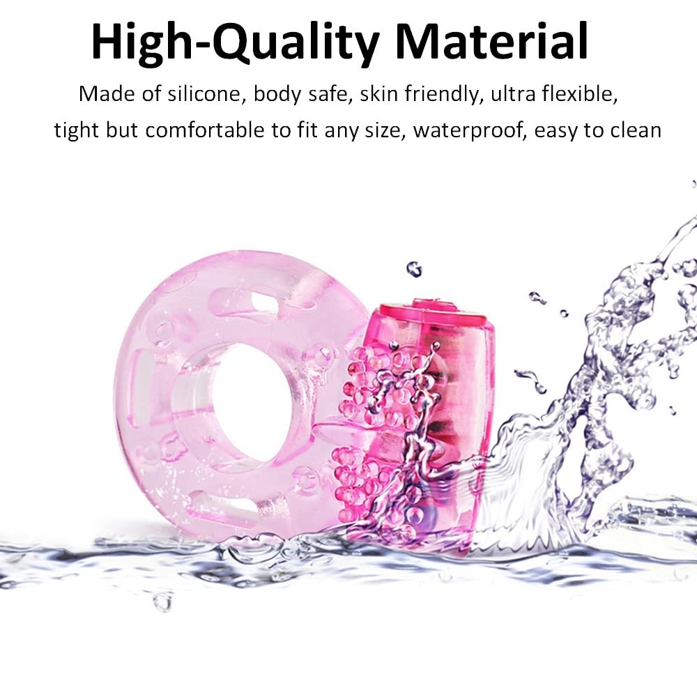 2 Pcs Vibrating Clitoral Stimulator Cock Ring, Silicone Penis Ring with Vibrator Ejaculation Delay Erection Enhance Adult Erotic