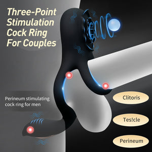 Szleomay Vibrating Cock Ring for Couples,Penis Ring with 9 Modes Male Vibrator Sex Toy with APP Control Perineum,Nipple,Rose Cli
