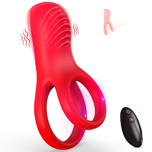 JIAYYA Vibrating Cock Ring with Clitoral Stimulator, Pleasure Penis Ring Vibrator Couples Adult Sex Toys for Men Women, 9 Vibrat