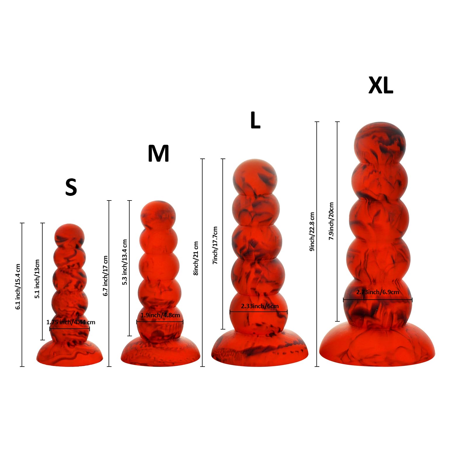 5 Balls Dildo,8.26inch Liquid Silicone Anal Plug Beads,Huge Anal Trainer Colorful Suction Cup Dildo,Realistic Soft Prostate Sex