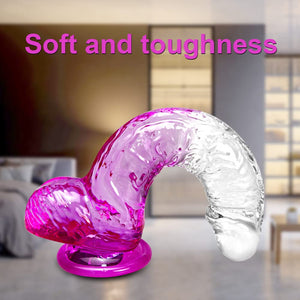 Realistic Clear Cute Purple Dildo - Life Like Adult Sex Toy for Women Pleasure, 6 Inch Fake Small Thin Dildo with Suction Cup fo