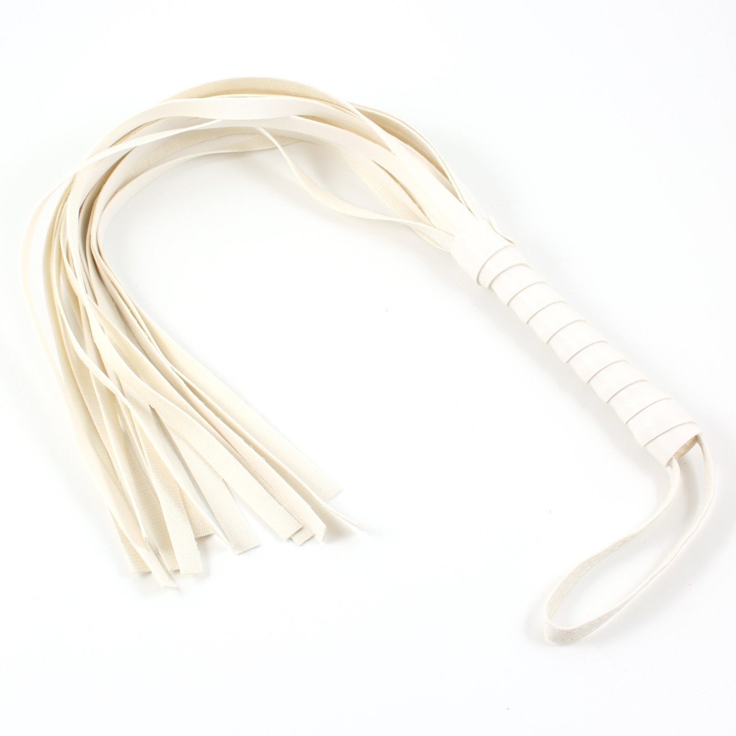LoveSex S&m Faux Leather 17'' Rope Short Cat Tails Flogger Whip Sex Role Play Kit Adult Alternative Handle Toys White