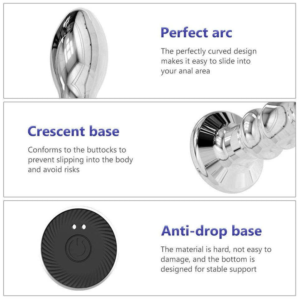 Anal Butt Plug Stainless Steel Anal Vibrators Prostate Massager 7 Speeds Vibrating Butt Plug Dildos Anal Sex Toy Adults 18(A)