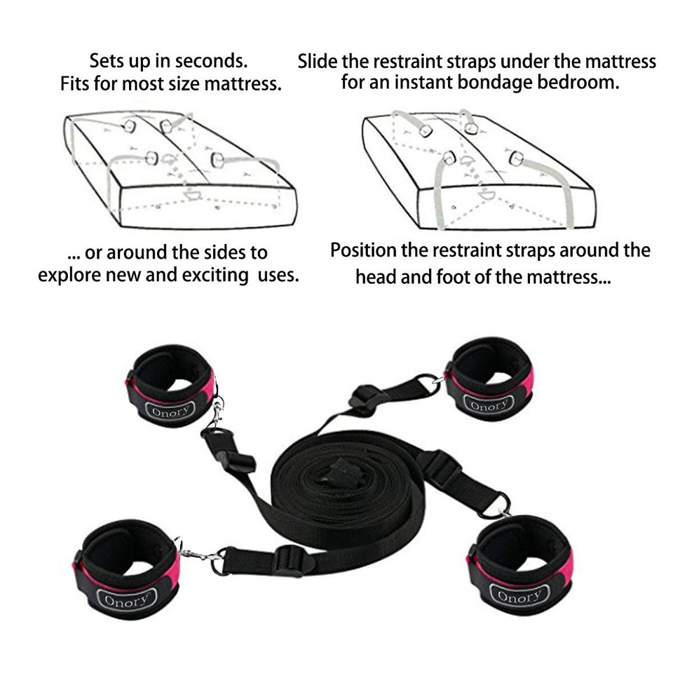 Onory BDSM Sex Toys & Games Bondaged Kit Sex Set Eye Mask Blindfolds Soft Wrist and Ankle Handcuffs Straps Rope Bondage Restrain