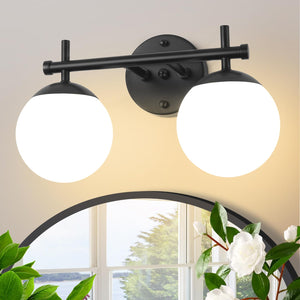 3-Lights Bathroom Lights Over Mirror, Black And Brushed Gold Vanity Lights For Bathroom Vanity Light With Clear Globe Glass Shad