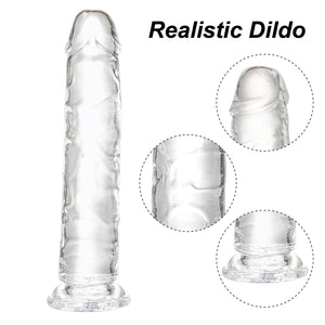 Transparent Dildo 7.7 inch,Strong Suction Cup - Crystal Clear G-Spot Realistic Toys, Soft and Flexible Adult Sex Toy