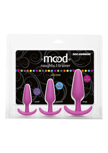 Doc Johnson Mood - Naughty 1 Trainer Set - Small, Medium, Large - Silicone Butt Plugs With Tapered Base For Comfort Between The Cheeks - Pink