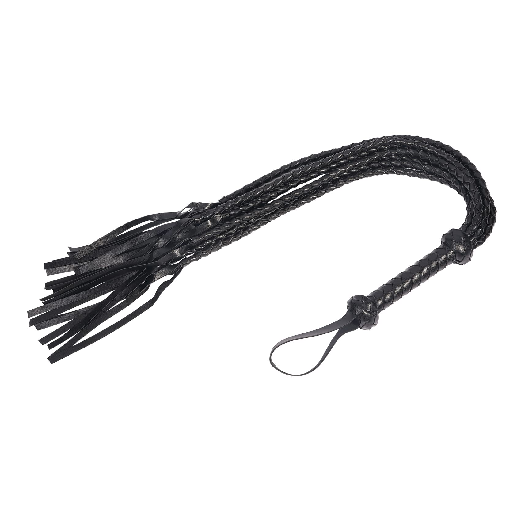 VENESUN Bondage Spanking Flogger, 31.5inch Faux Leather Whips for Adult BDSM Play, Black