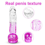 Realistic Clear Cute Purple Dildo - Life Like Adult Sex Toy for Women Pleasure, 6 Inch Fake Small Thin Dildo with Suction Cup fo