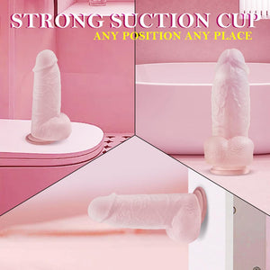 2.67 ' ' Diameter Thick Clear Dildo, Realistic Silicone Transparent Dildos with Strong Suction Cup for Hands-Free and Anal Play,