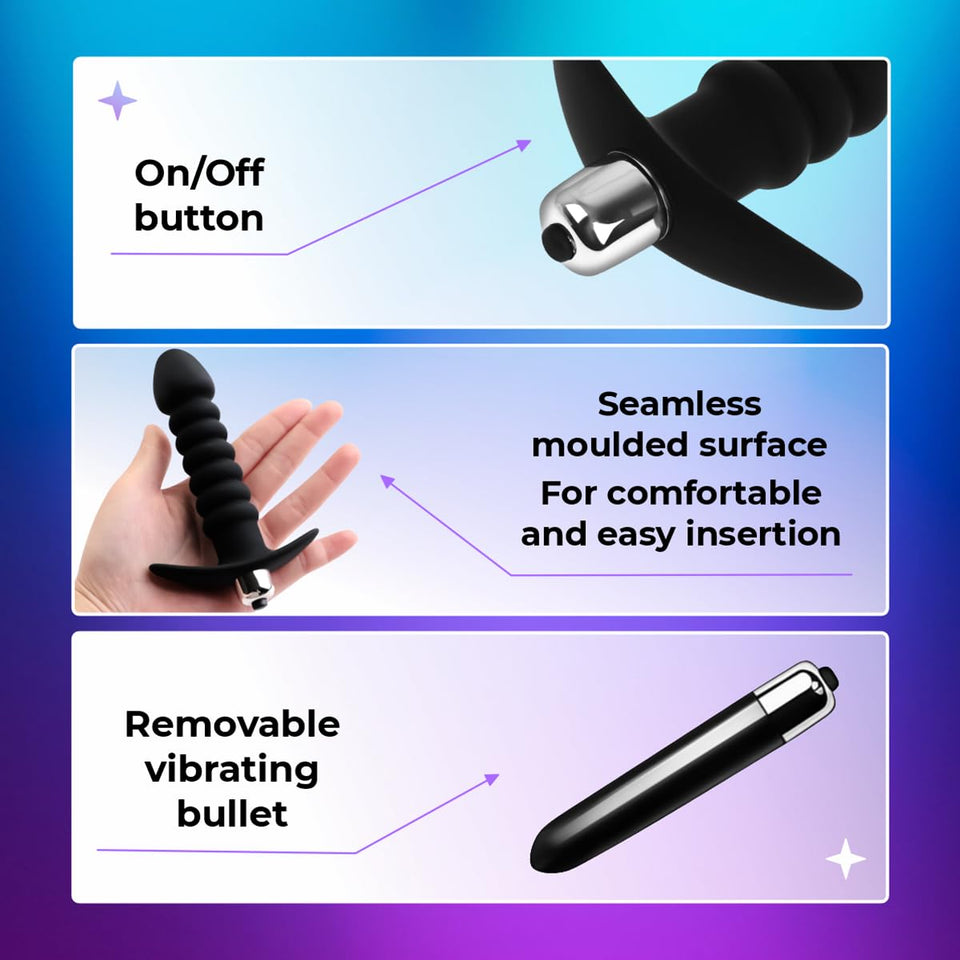 t - off Waterproof Vibrating Anal Beads Vibrating Butt Plug Prostate 7 Vibration Mode G spot Dildo Adult Massager Toy, Couples S