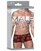 Male Power Lingerie Mini Short Sheer Lips Black Medium
