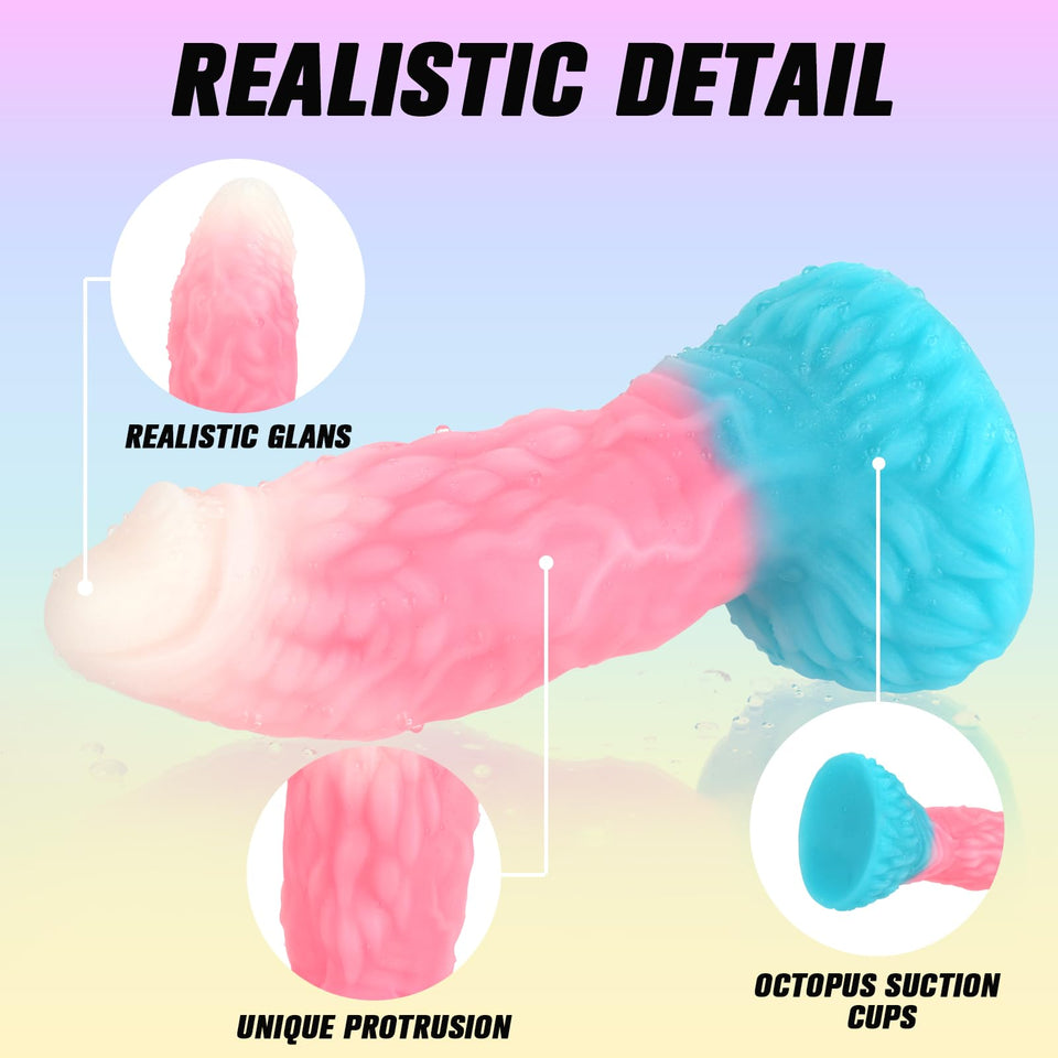 XINBALE 9.05 '' Unique Shaped Realistic Dildo,7.08 '' Insertion Length and 2.75 '' Diameter Dildo with Strong Suction Cup for Ha