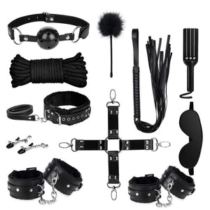 BDSM Bondage Restraints Sex Toys - Adjustable Soft Leather Handcuffs Ankle Cuffs Adult Toy, Furniture Restraint Kit for Men Wome