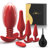 Linsecn Anal Plug Vibrating Butt Plug - 5PCS Anal Toys with 10 Vibration Modes, Anal Training Kit Prostate Massager, Remote Cont