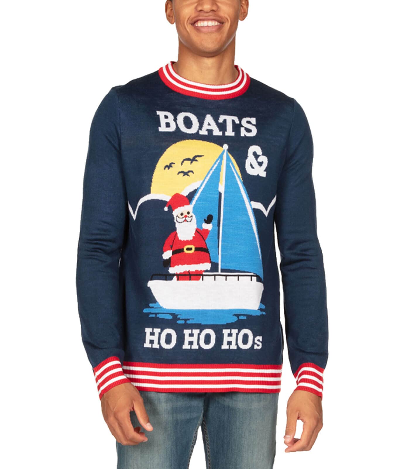 Tipsy Elves Mens Boats & Ho Ho Hos Ugly Christmas Sweater Size Small