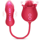 MOOLIGIRL 3-in-1 Rose Vibrator for Women - Thrusting, Licking & G-Spot Stimulation, 9 Modes Clitoral & Anal Dildo Sex Toy for Wo