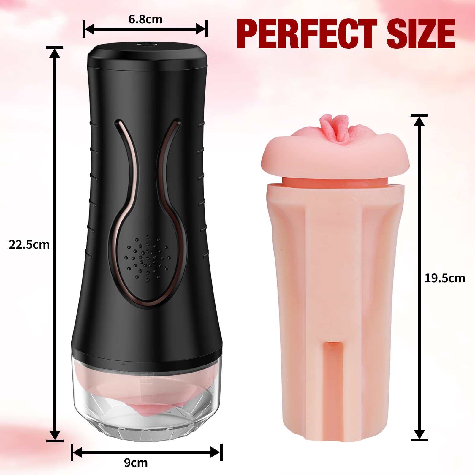 Mens Sex Toys Male Masturbator, Vibrating Masturbator Squeezable Pocket Pussy for Men with 7.5 '' Depth Lifelike Textured Vagina