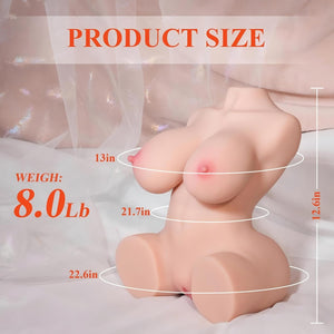 TANTALY 8LB Torso Sex Doll Selena, Male Sex Toy with Big Boobs and Ultra Soft Ass, Realistic 3D Textured Vaginal and Anal Tunnel